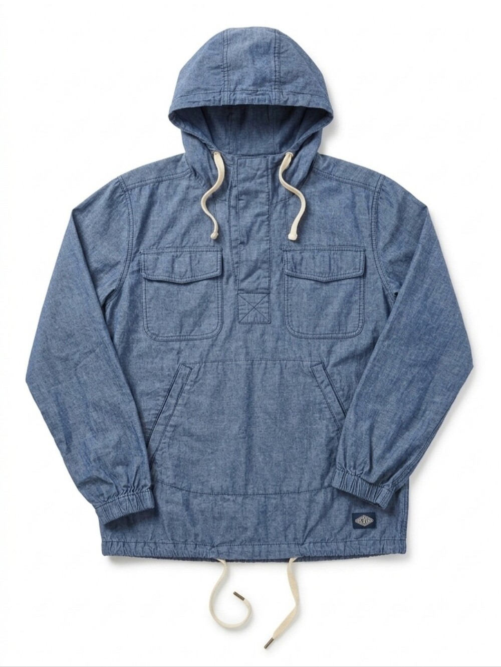 DJAB Men's Blue Hooded Pullover Jacket - Lightweight Anorak SZ Medium